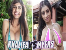 BANGBROS - Batalla de las cabras: Mia Khalifa vs Violet Myers