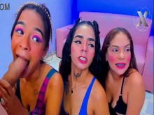 tres zorras cachondas follan con su compañero de clase