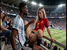 ¡GUAU, sexy!  "ARGENTINA que se joda ESPAÑA" Final del Mundial... ¡en Público! ¿Quién gana? ¡Responde en los comentarios! "Interracial"IA